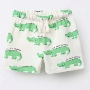 Zara Kids Green Crocodile Print Shorts Size 2 Nwt